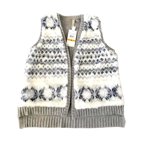 By Design Womens Vest, Size Small, Open Knit/Faux Fur, NEW - Picture 1 of 7